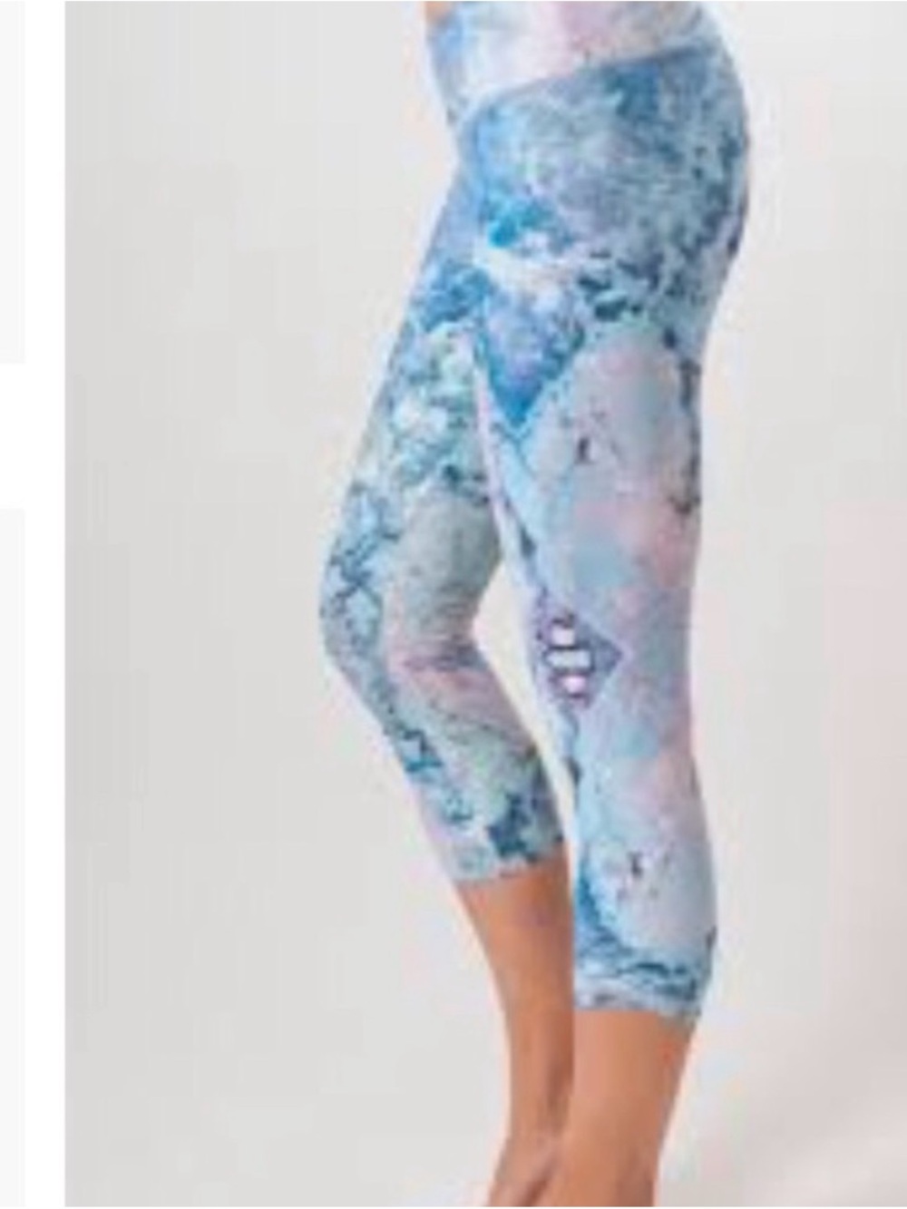 Blue Purple Multi Marble Print Capri Leggings Sz Medium